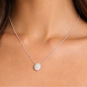 Silver Pavé CZ Pendant Necklace